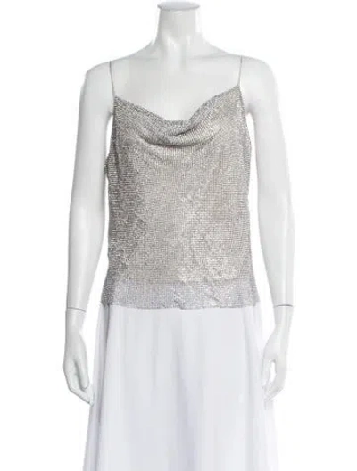 Pre-owned Alice And Olivia Cowl Neck Sleeveless Top In Silver