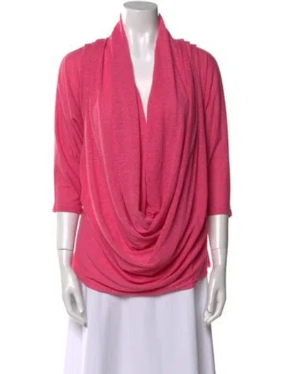Pre-owned Alice And Olivia Cowl Neck Three-quarter Sleeve Blouse In Pink