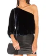 Alice And Olivia Craven One Shoulder Top In Velvet Sapphire Blue In Blue