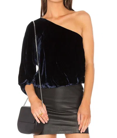 Alice And Olivia Craven One Shoulder Top In Velvet Sapphire Blue