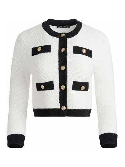 Alice And Olivia Claira Cardigan In White/black