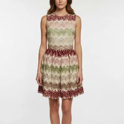 Pre-owned Alice And Olivia Cream Metallic Lace Joyce Mini Dress M In White