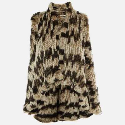 Pre-owned Alice And Olivia Cream Open Front Fur Vest Jacket S In White