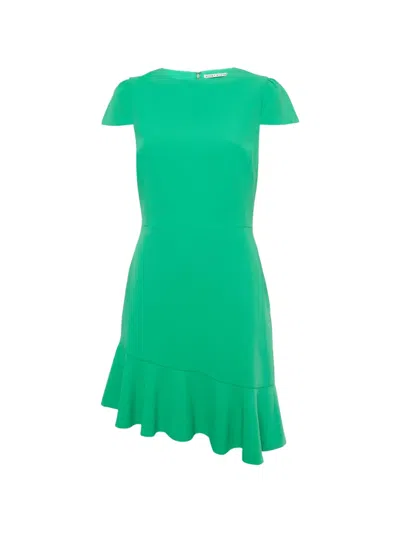 Pre-owned Alice And Olivia Crepe Asymmetric Mini Dress In Green