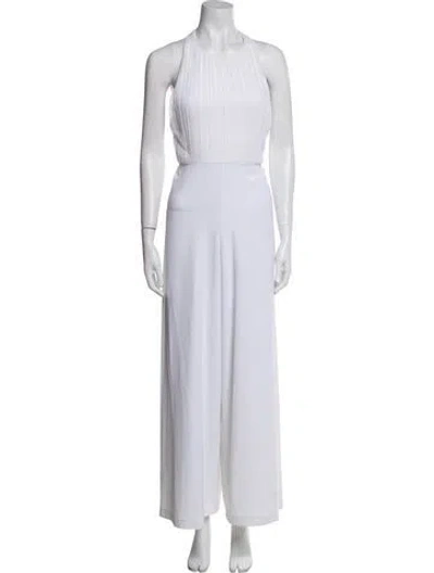 Pre-owned Alice And Olivia Crew Neck Jumpsuit In White