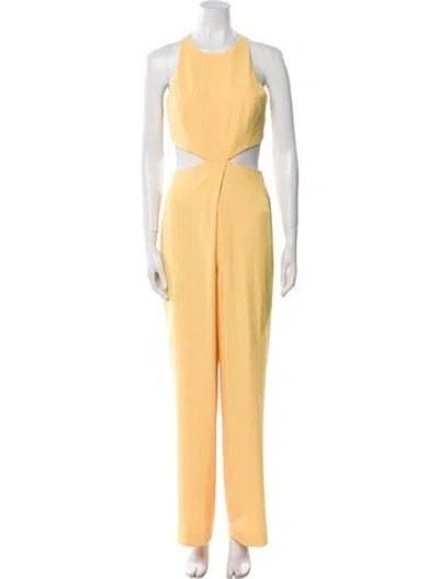 Pre-owned Alice And Olivia Crew Neck Jumpsuit In Yellow