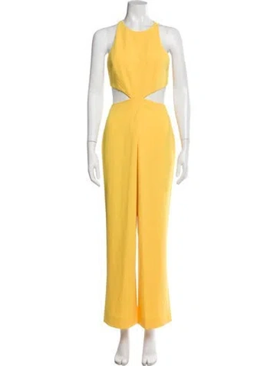 Pre-owned Alice And Olivia Crew Neck Jumpsuit In Yellow