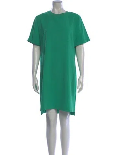 Pre-owned Alice And Olivia Crew Neck Knee-length Dress In Green