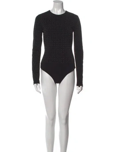 Pre-owned Alice And Olivia Crew Neck Long Sleeve Bodysuit In Black