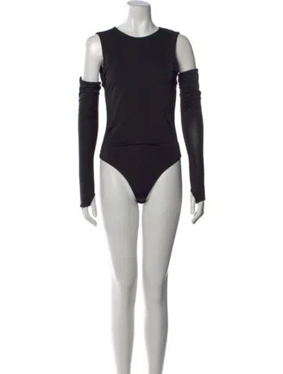 Pre-owned Alice And Olivia Crew Neck Long Sleeve Bodysuit In Black