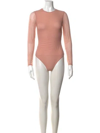 Pre-owned Alice And Olivia Crew Neck Long Sleeve Bodysuit In Neutrals