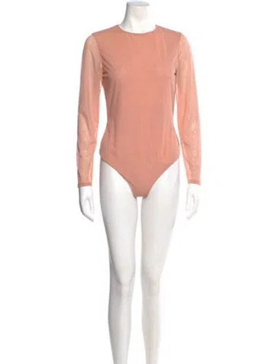 Pre-owned Alice And Olivia Crew Neck Long Sleeve Bodysuit In Pink