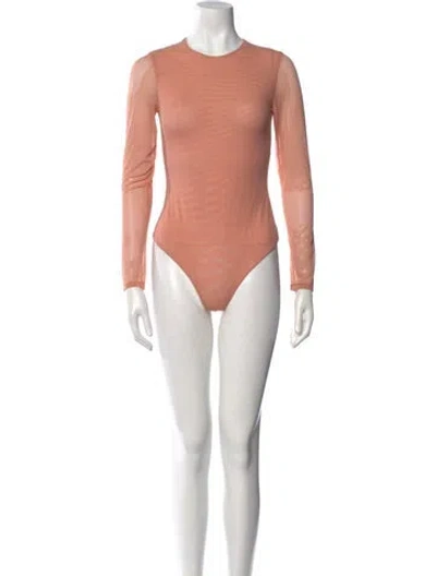 Pre-owned Alice And Olivia Crew Neck Long Sleeve Bodysuit In Pink
