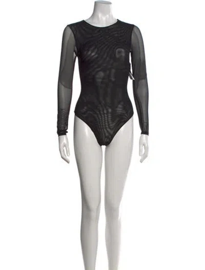 Pre-owned Alice And Olivia Crew Neck Long Sleeve Bodysuit W/ Tags In Black