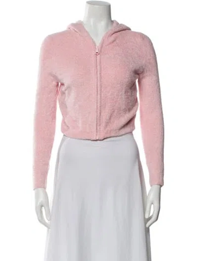 Pre-owned Alice And Olivia Crew Neck Long Sleeve Hoodie In Pink