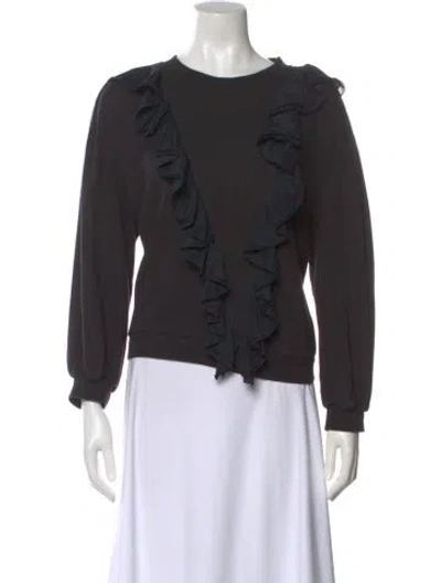 Pre-owned Alice And Olivia Crew Neck Long Sleeve Sweatshirt In Black