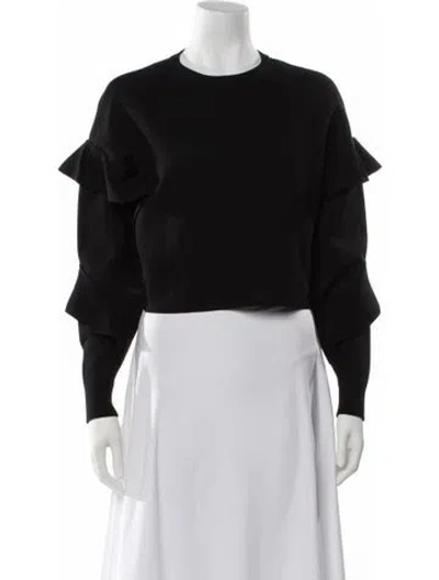 Pre-owned Alice And Olivia Crew Neck Long Sleeve Sweatshirt In Black