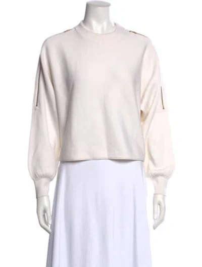 Pre-owned Alice And Olivia Crew Neck Long Sleeve Sweatshirt In White