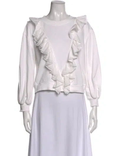 Pre-owned Alice And Olivia Crew Neck Long Sleeve Sweatshirt In White