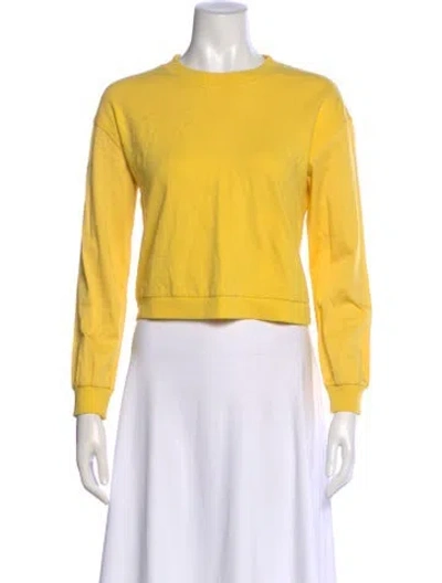 Pre-owned Alice And Olivia Crew Neck Long Sleeve Sweatshirt In Yellow