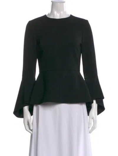 Pre-owned Alice And Olivia Crew Neck Long Sleeve Top In Black