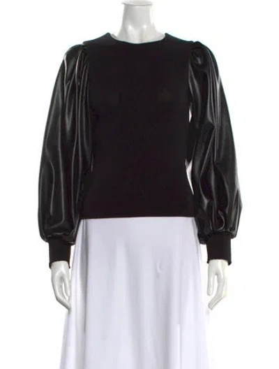 Pre-owned Alice And Olivia Crew Neck Long Sleeve Top W/ Tags In Black