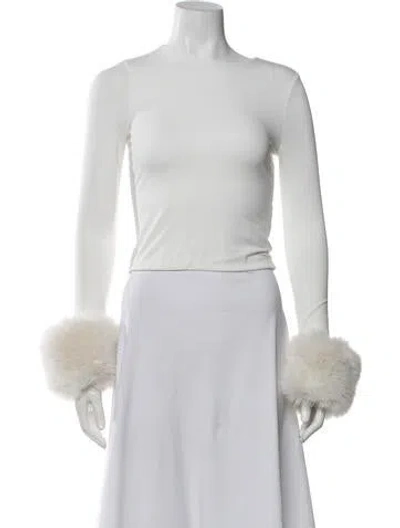 Pre-owned Alice And Olivia Crew Neck Long Sleeve Top In White