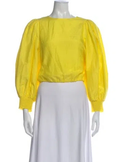 Pre-owned Alice And Olivia Crew Neck Long Sleeve Top In Yellow