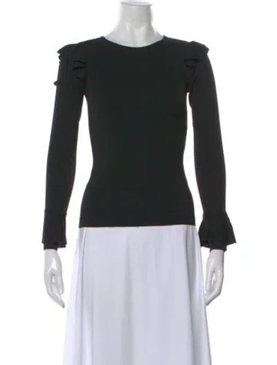 Pre-owned Alice And Olivia Crew Neck Long Sleeve T-shirt In Black