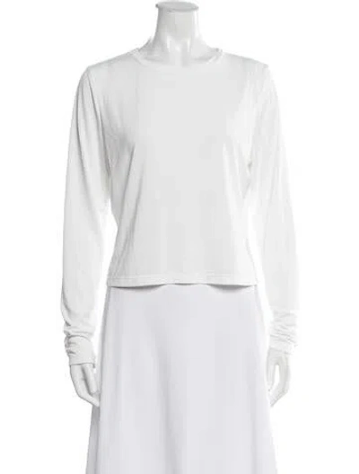 Pre-owned Alice And Olivia Crew Neck Long Sleeve T-shirt In White