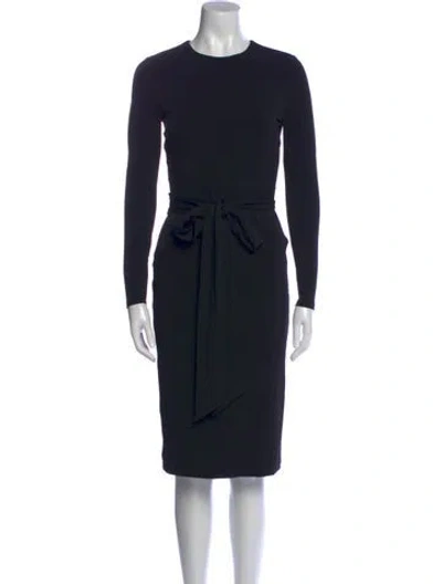 Pre-owned Alice And Olivia Crew Neck Midi Length Dress In Black