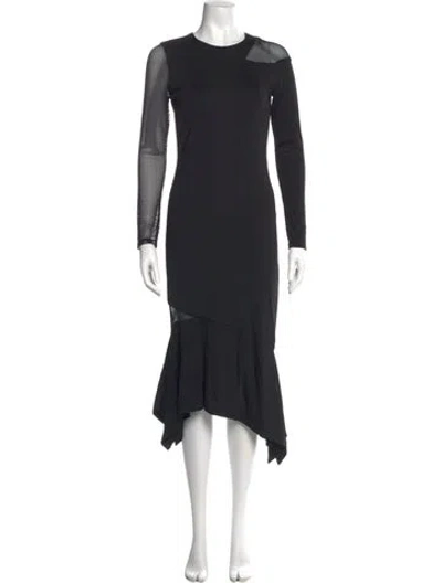 Pre-owned Alice And Olivia Crew Neck Midi Length Dress In Black