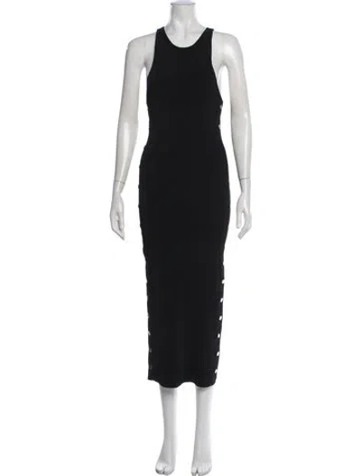 Pre-owned Alice And Olivia Crew Neck Midi Length Dress In Black