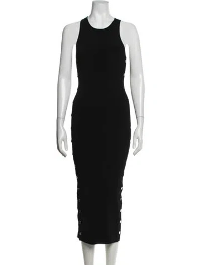 Pre-owned Alice And Olivia Crew Neck Midi Length Dress In Black