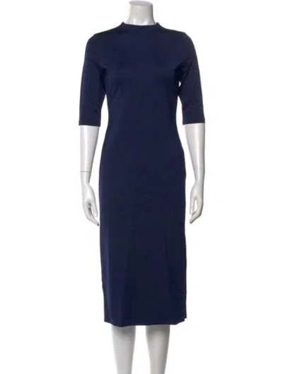 Pre-owned Alice And Olivia Crew Neck Midi Length Dress In Blue