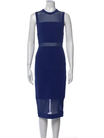 Pre-owned Alice And Olivia Crew Neck Midi Length Dress In Blue
