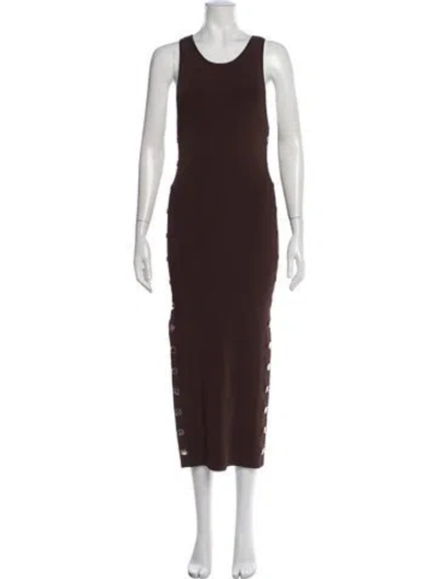 Pre-owned Alice And Olivia Crew Neck Midi Length Dress In Brown