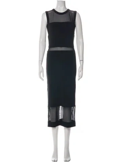 Pre-owned Alice And Olivia Crew Neck Midi Length Dress In Green