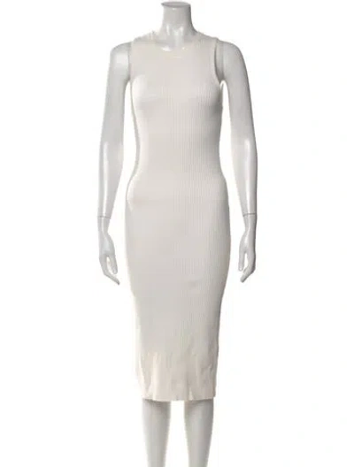 Pre-owned Alice And Olivia Crew Neck Midi Length Dress In Neutral