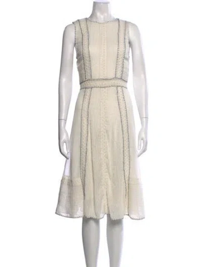 Pre-owned Alice And Olivia Crew Neck Midi Length Dress In Neutral