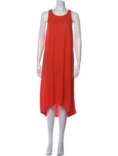 Pre-owned Alice And Olivia Crew Neck Midi Length Dress In Orange