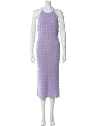 Pre-owned Alice And Olivia Crew Neck Midi Length Dress In Purple