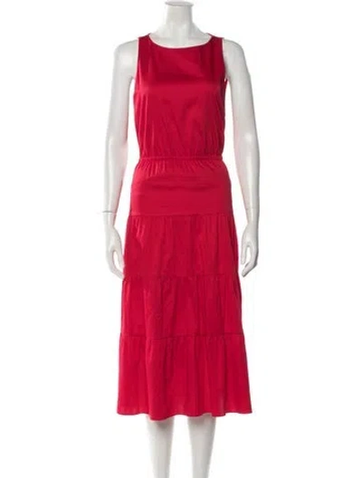 Pre-owned Alice And Olivia Crew Neck Midi Length Dress In Red