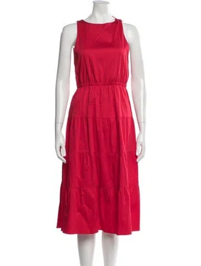 Pre-owned Alice And Olivia Crew Neck Midi Length Dress In Red