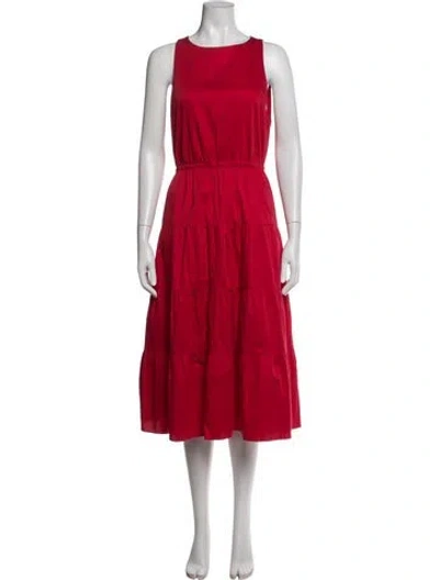 Pre-owned Alice And Olivia Crew Neck Midi Length Dress In Red