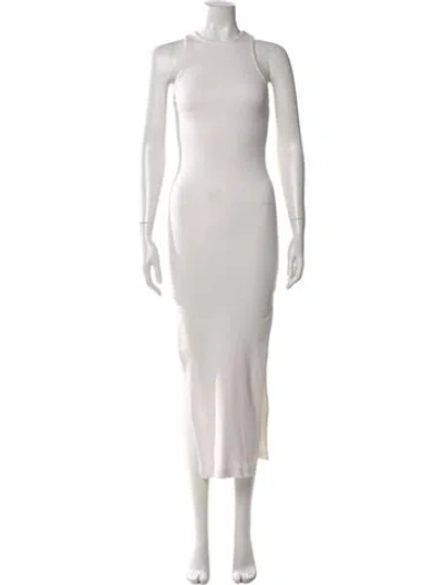 Pre-owned Alice And Olivia Crew Neck Midi Length Dress In White