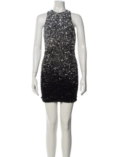 Pre-owned Alice And Olivia Crew Neck Mini Dress In Black