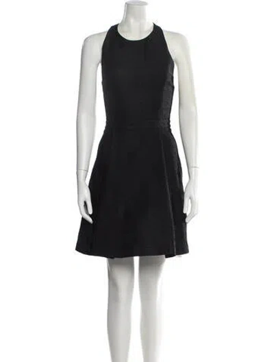 Pre-owned Alice And Olivia Crew Neck Mini Dress In Black