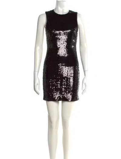 Pre-owned Alice And Olivia Crew Neck Mini Dress In Black