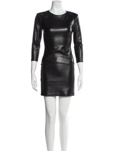 Pre-owned Alice And Olivia Crew Neck Mini Dress In Black